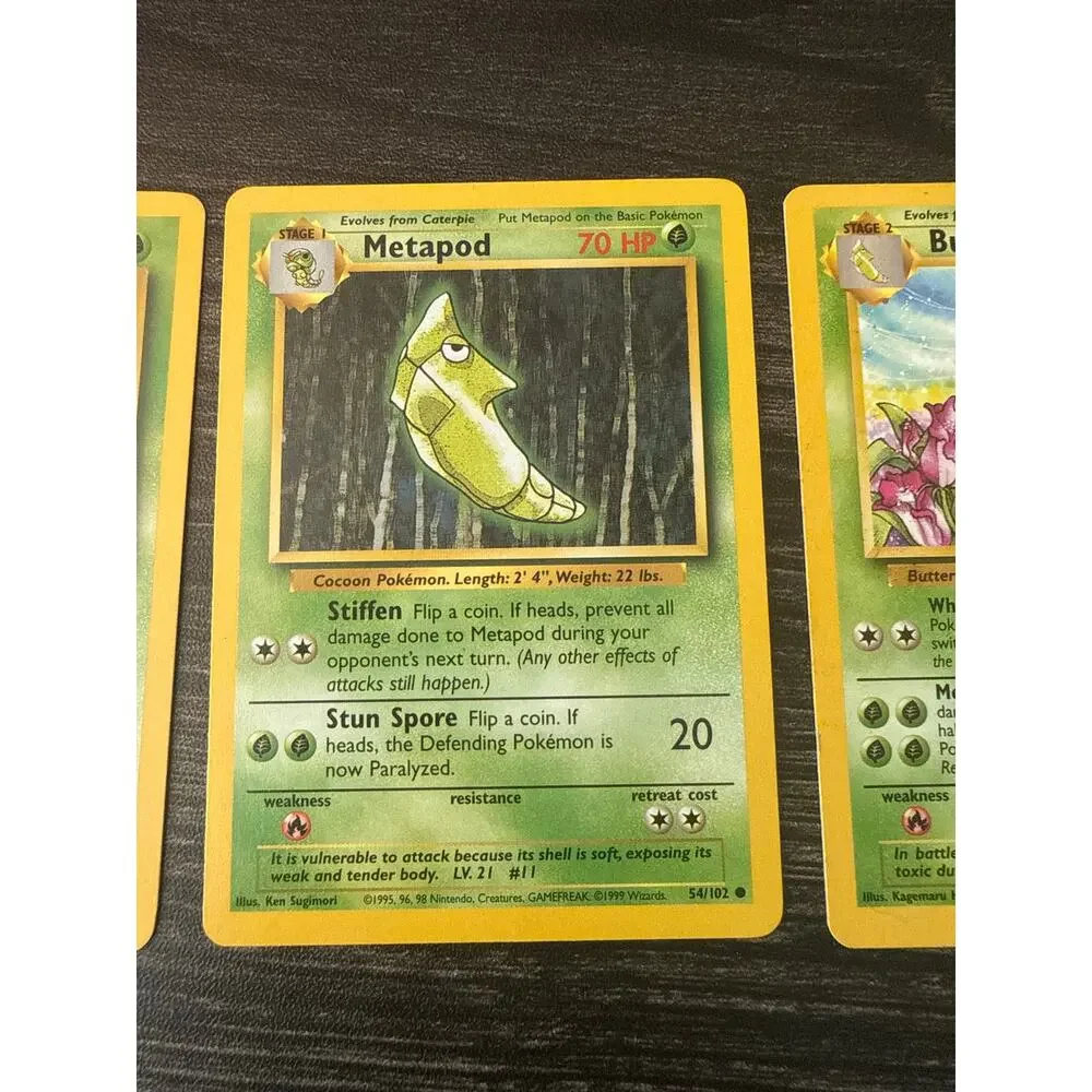 Vintage Pokémon Card Evolution Lot - Caterpie, Metapod, Butterfree WOTC + FREE